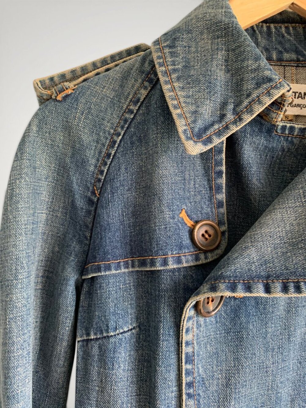 Junya Watanabe Comme De Garcons Denim Trench Coat, Size Small - Picture 7 of 13